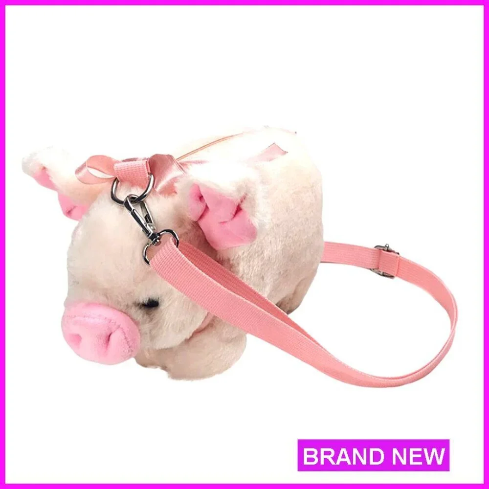 Plush Pig Crossbody Bag Kawaii Satchel Adjustable Strap Kids Gift